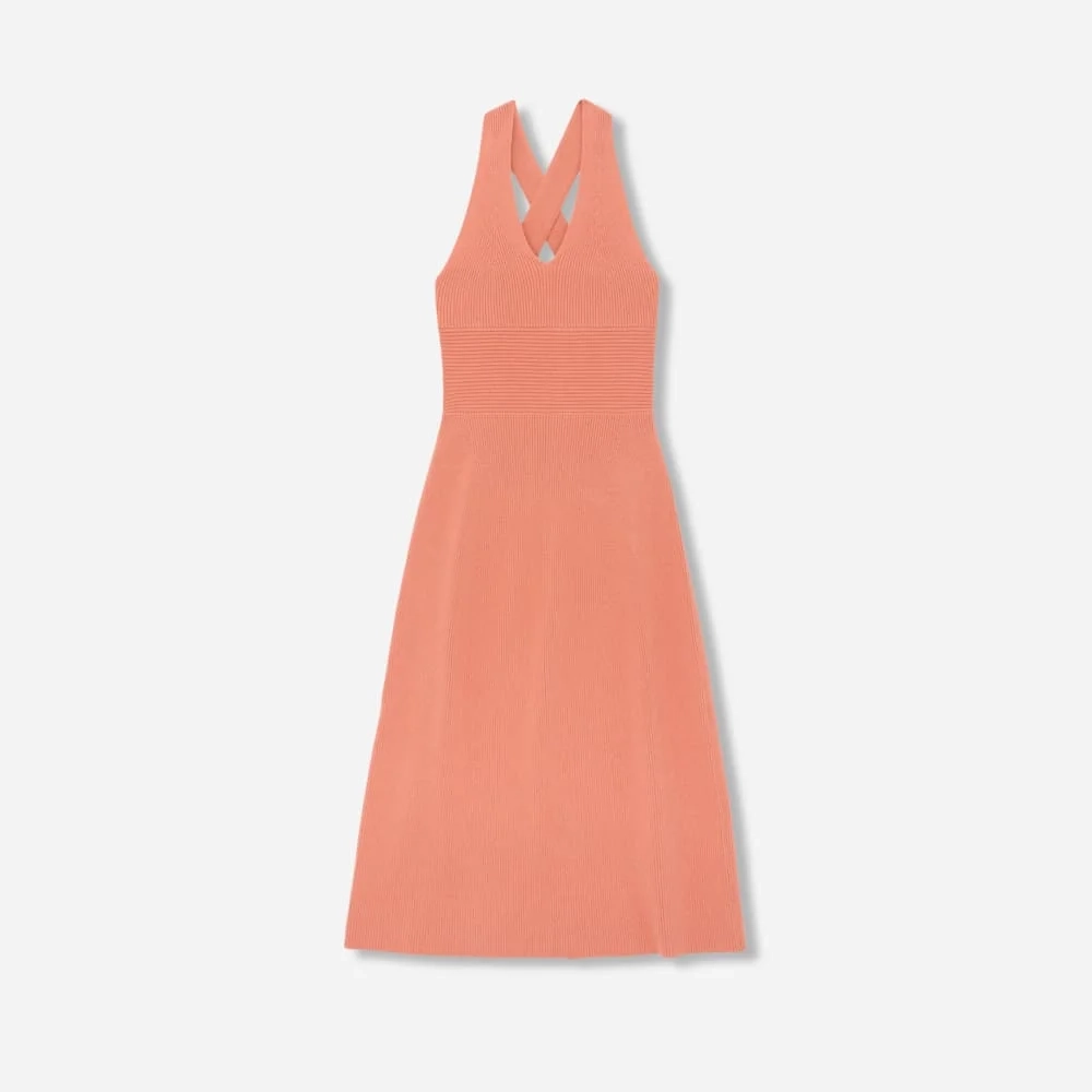The Ribbed Cotton Cross-Back Dress | Tawny Pink (2)