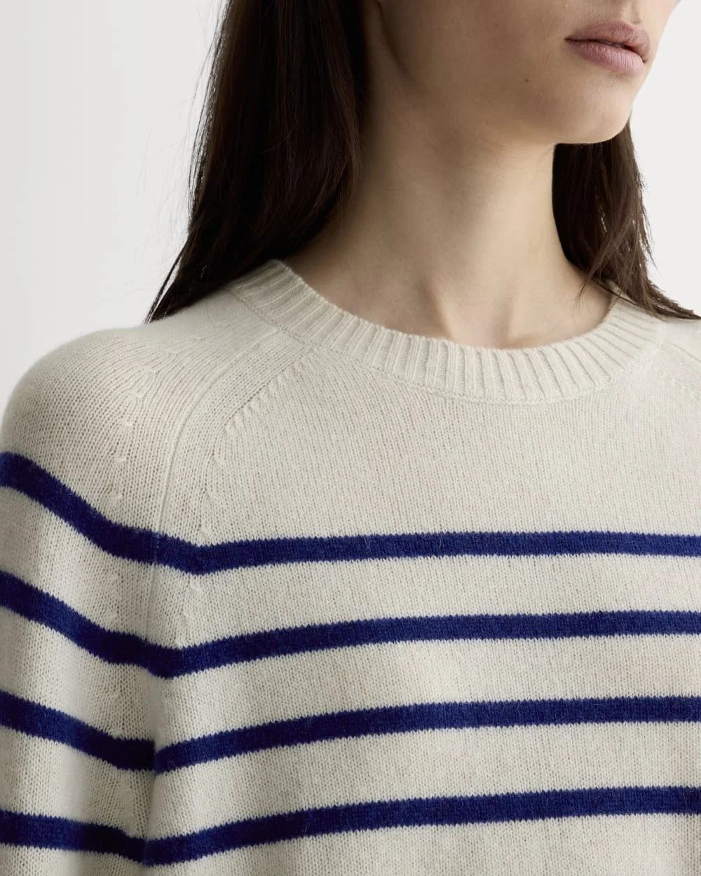 The Boxy Crew in Cashmere | Soft White / Deep Blue (3)
