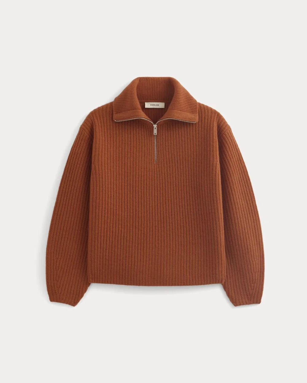 The Half-Zip Sweater in Luxe Merino | Rust Heather (3)