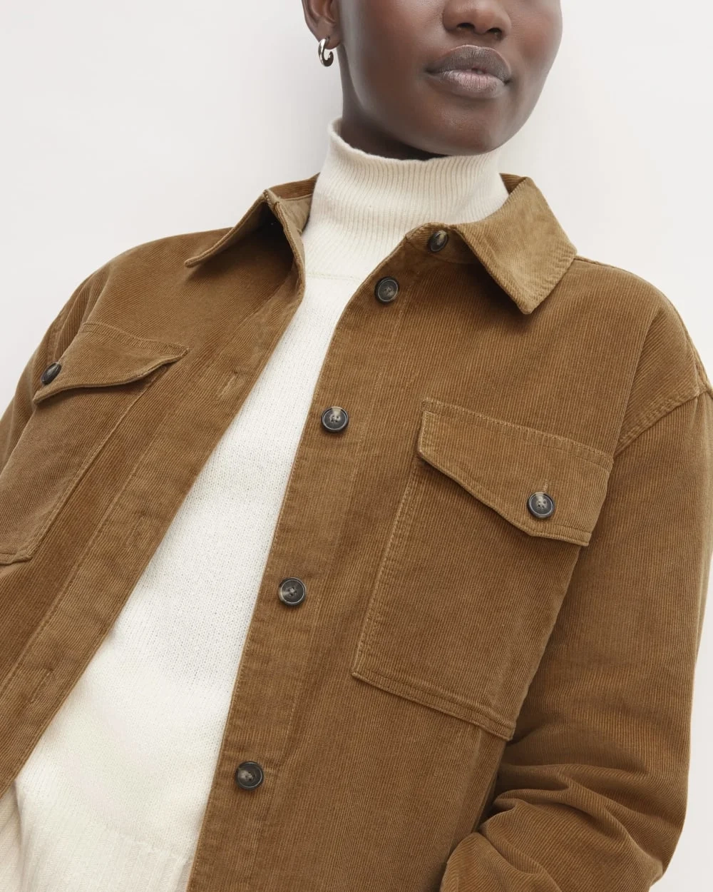 The Corduroy Oversized Shirt Jacket | Toasted Coconut (4)