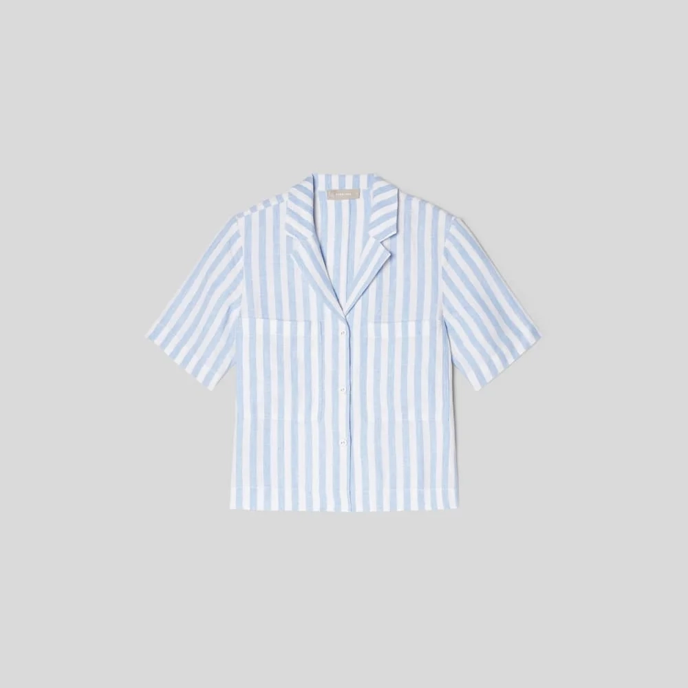 The Linen Workwear Shirt | Blue / White (4)