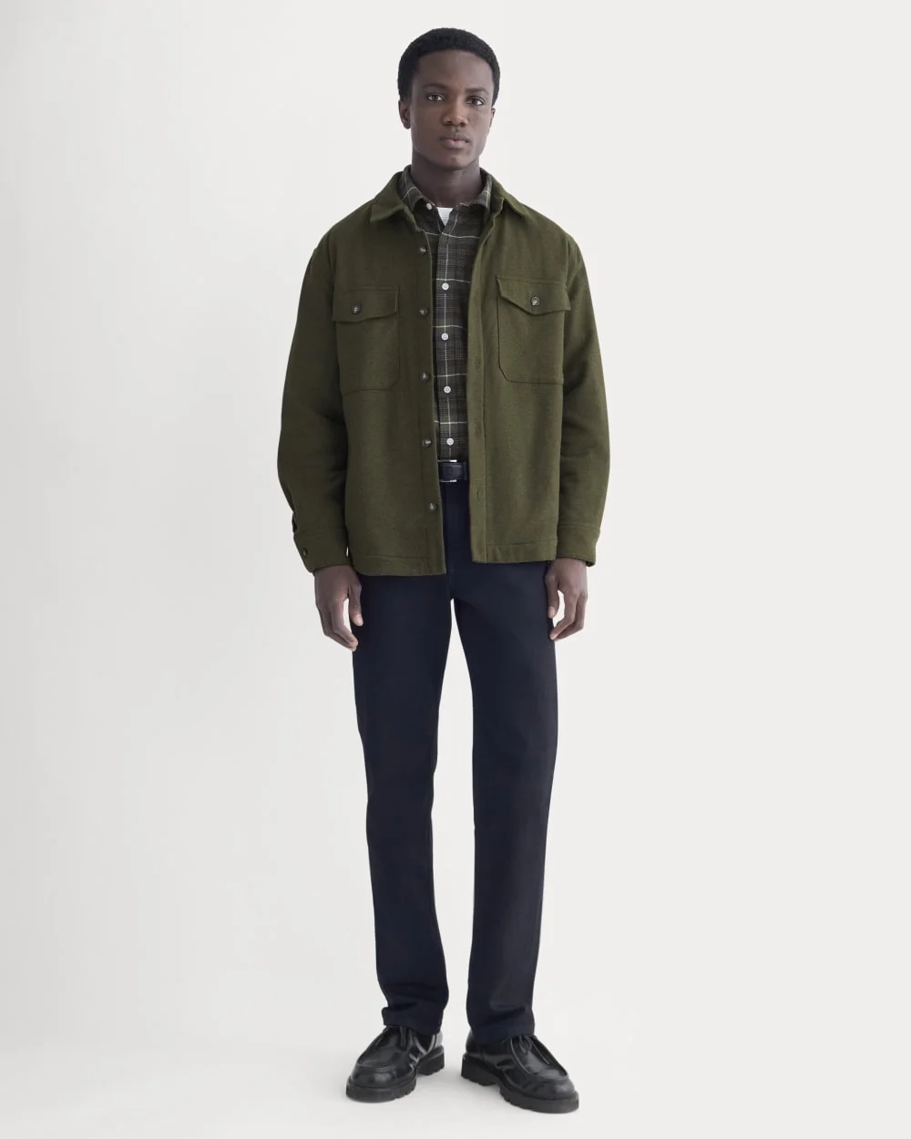Heavyweight Waffle Twill Overshirt | Heathered Green (5)