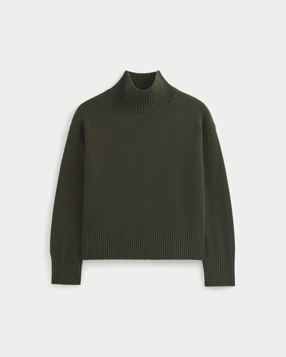 The Boxy Turtleneck in Everyday Cotton | Dark Green (3)