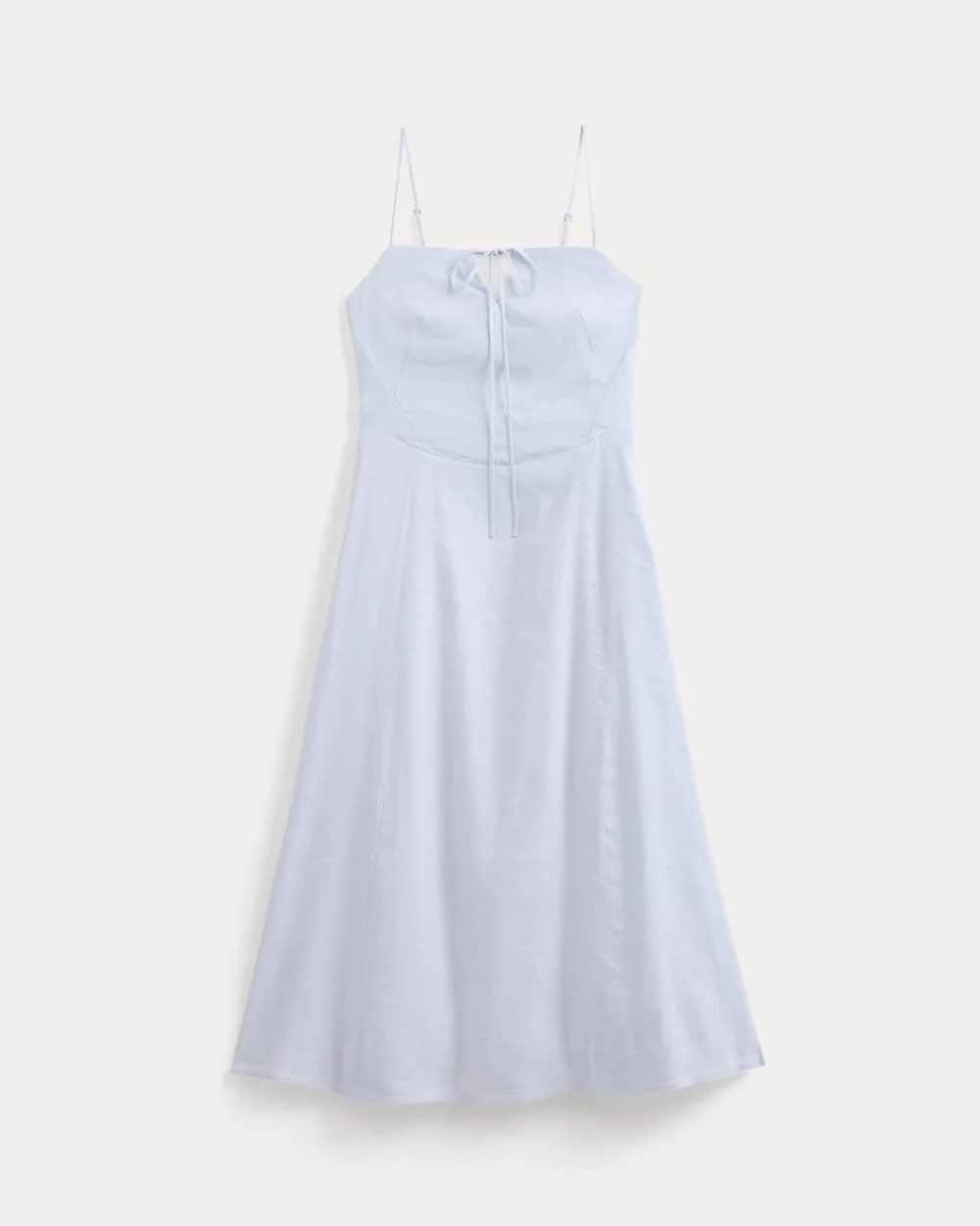 Tie-Neck Dress in Stretch Linen | Skywriting (3)