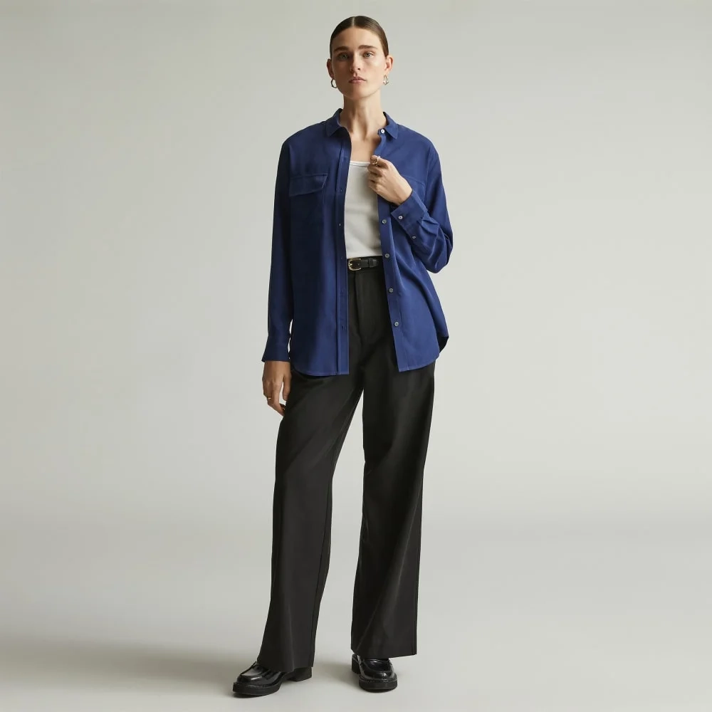 The Washable Silk Relaxed Shirt  | Ocean Cavern (5)