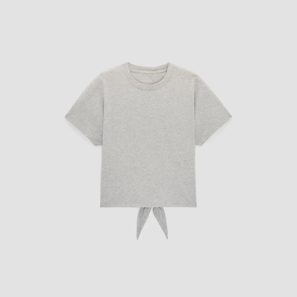 The Organic Cotton Tie Back Tee | Heather Grey (4)