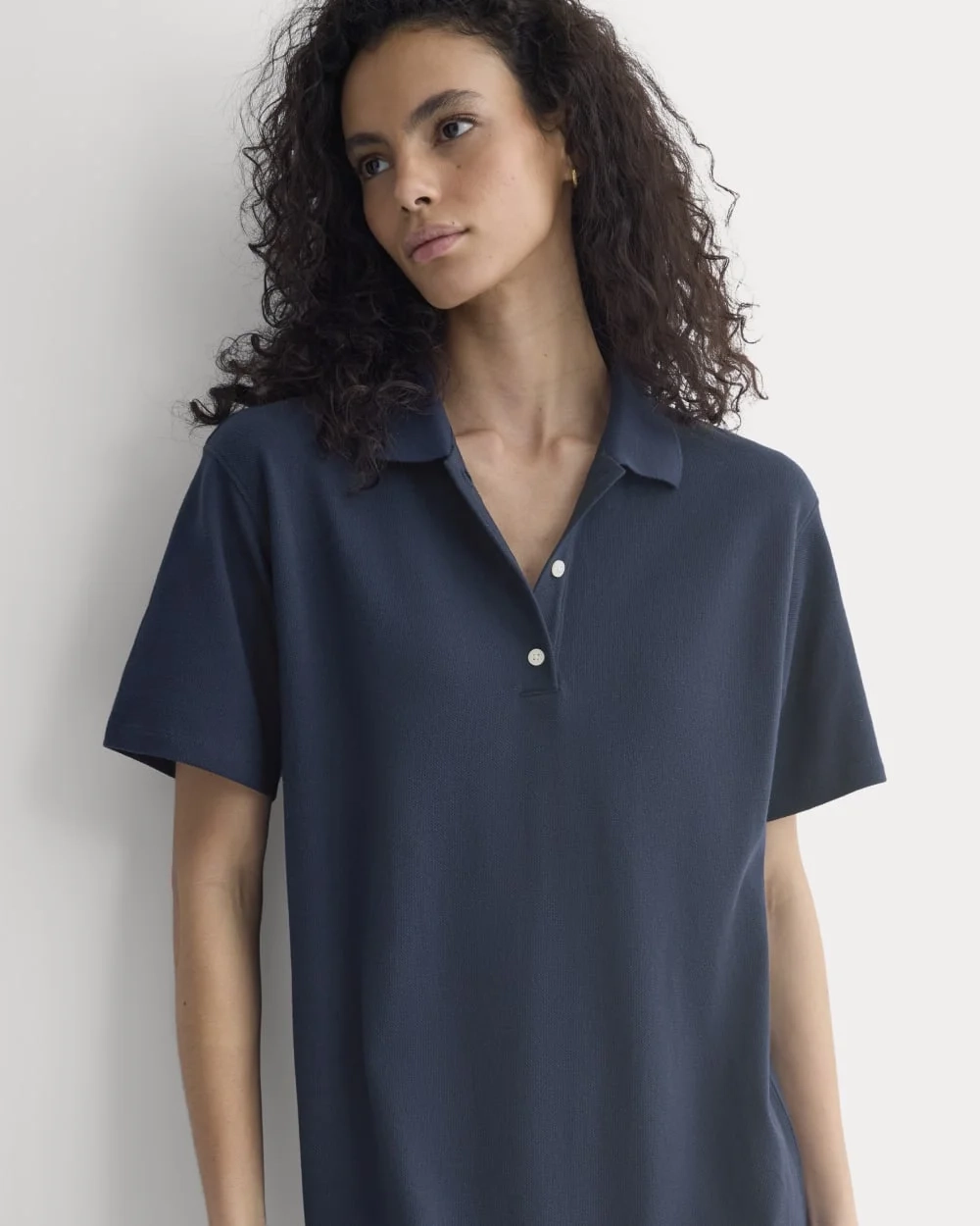 Pique Polo Short-Sleeve Dress | Navy (4)