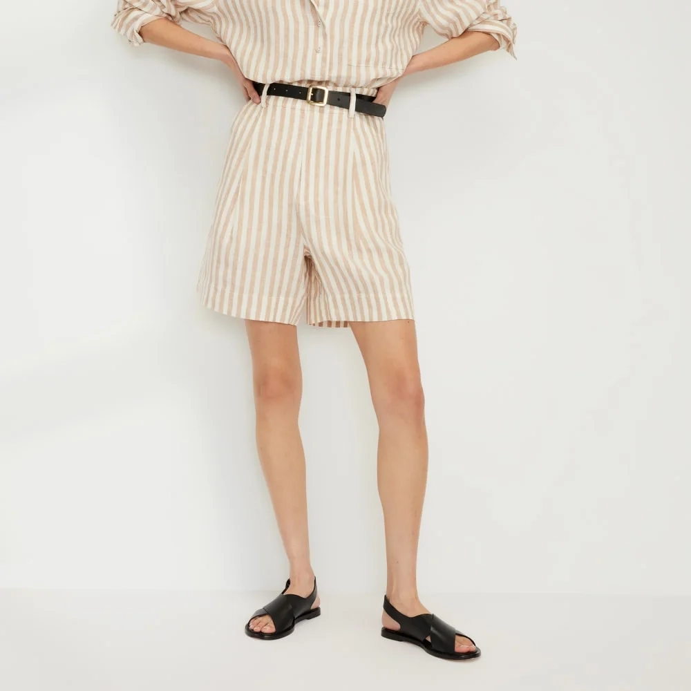 The Linen Way-High® Drape Short | Bone / Caramel