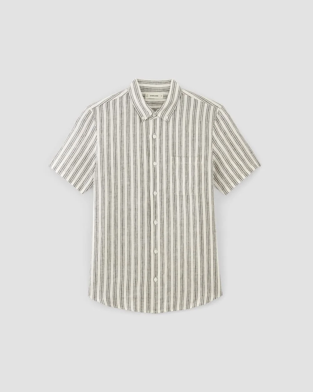 The Classic Short-Sleeve Shirt in Linen | Bone / Black (4)