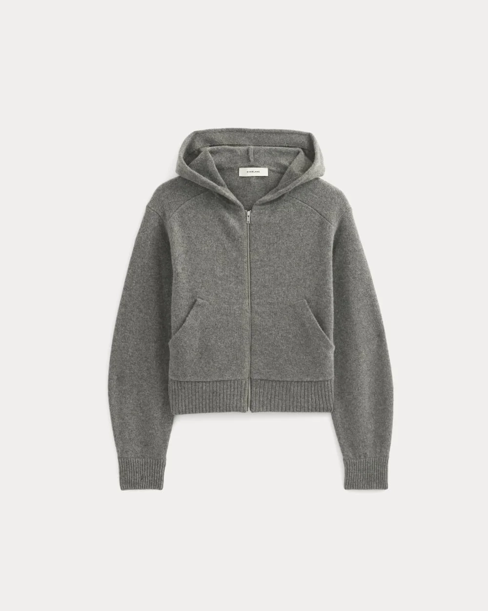 Full-Zip Hoodie in Wool Cashmere | Heather Charcoal (3)