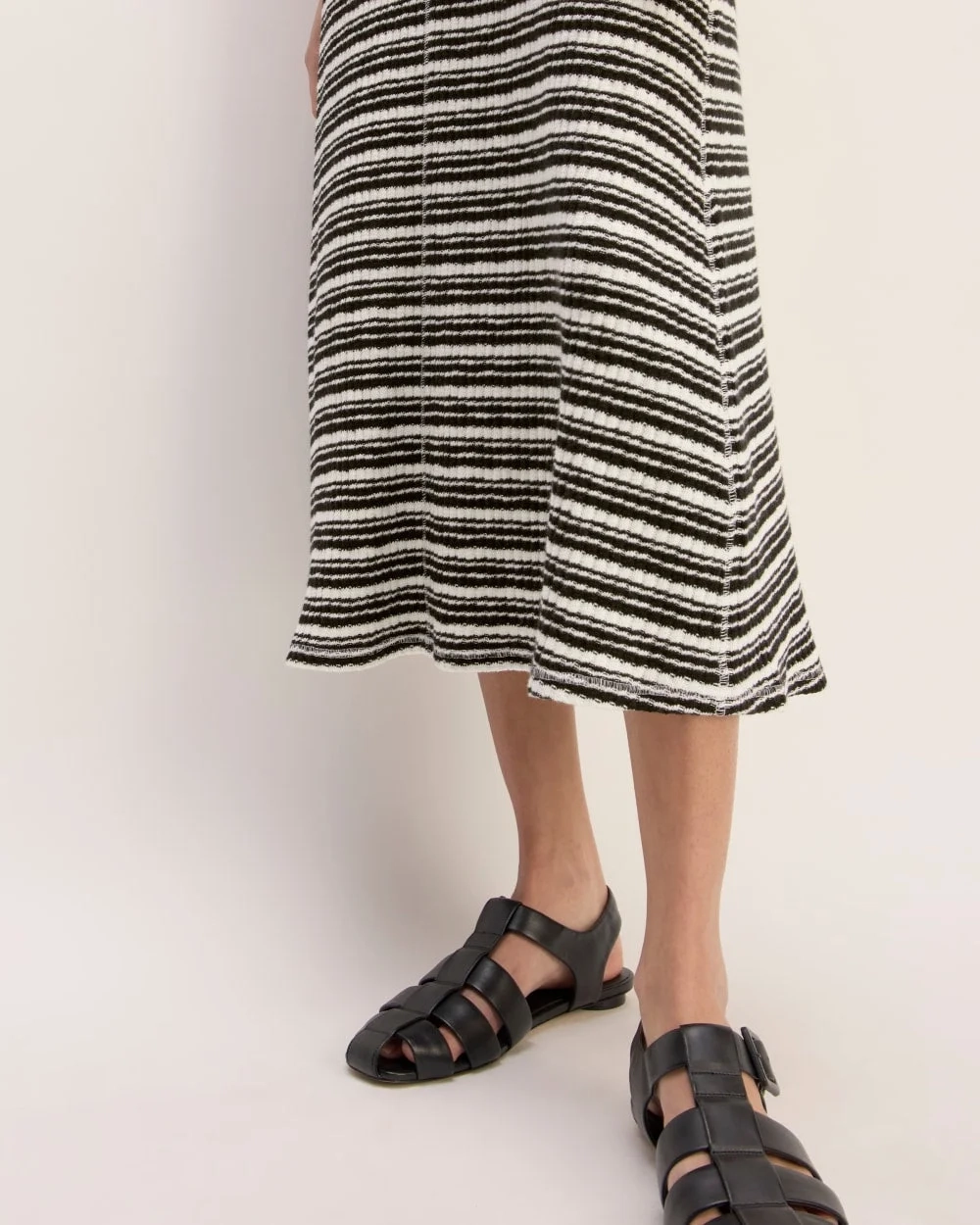 The Rib-Knit A-Line Tank Dress | Bone / Black (4)