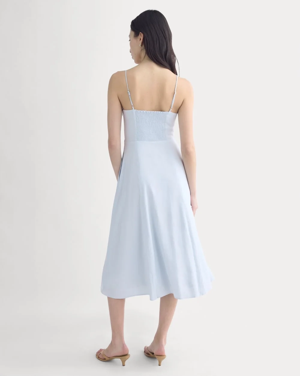 Tie-Neck Dress in Stretch Linen | Skywriting (4)