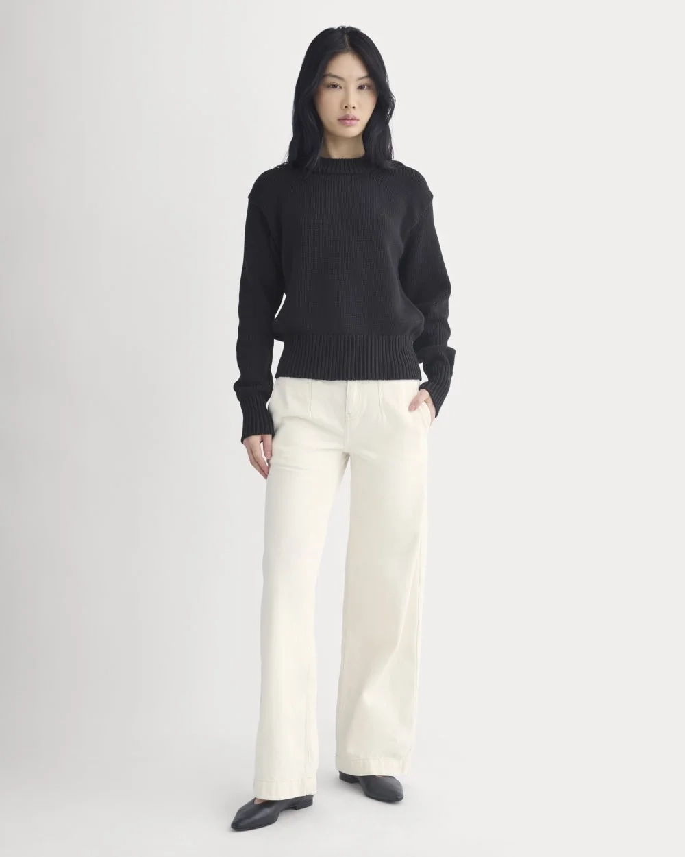 Oversized Cocoon Crew in Elevated Cotton | Black (6)