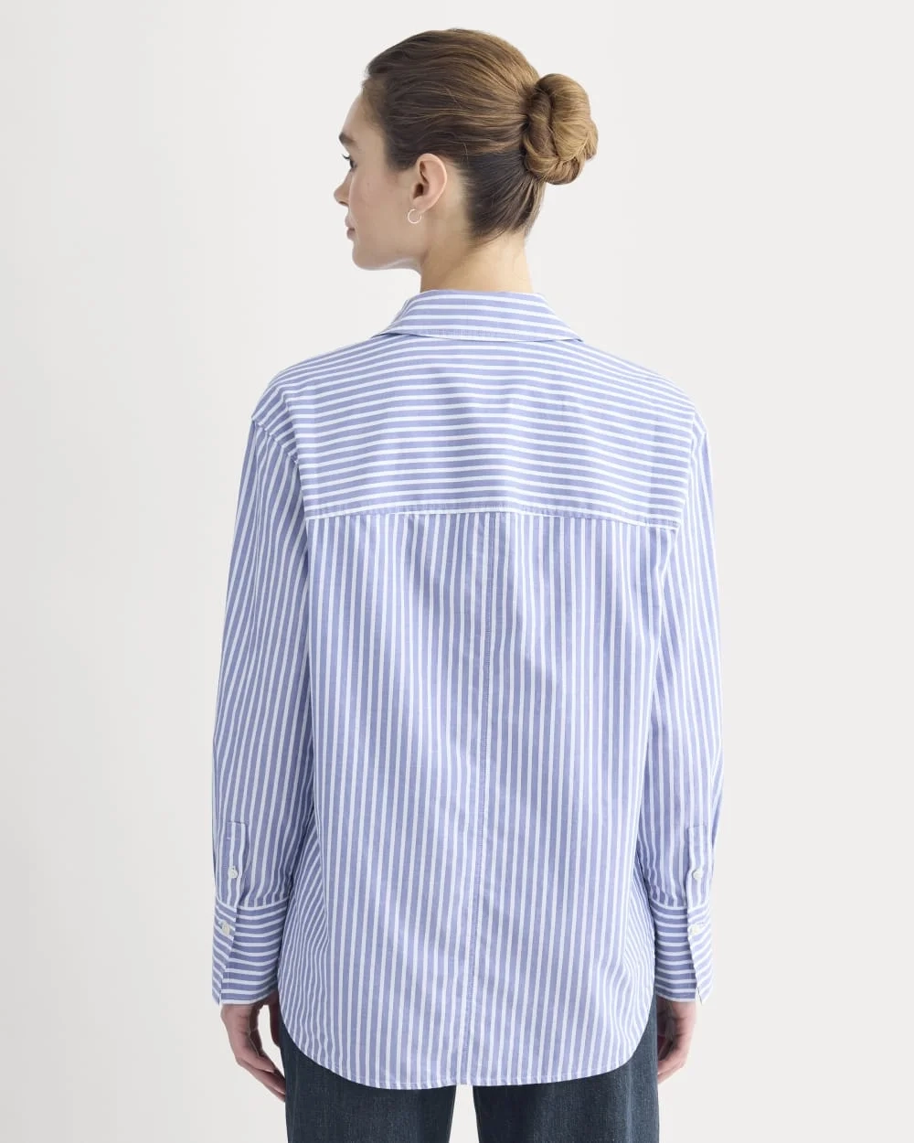 Everyday Shirt in Silky Cotton | Bone / Mazarine Blue (4)
