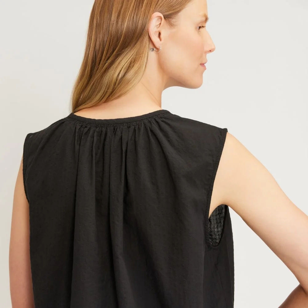The Gathered Tie-Front Top | Black (3)