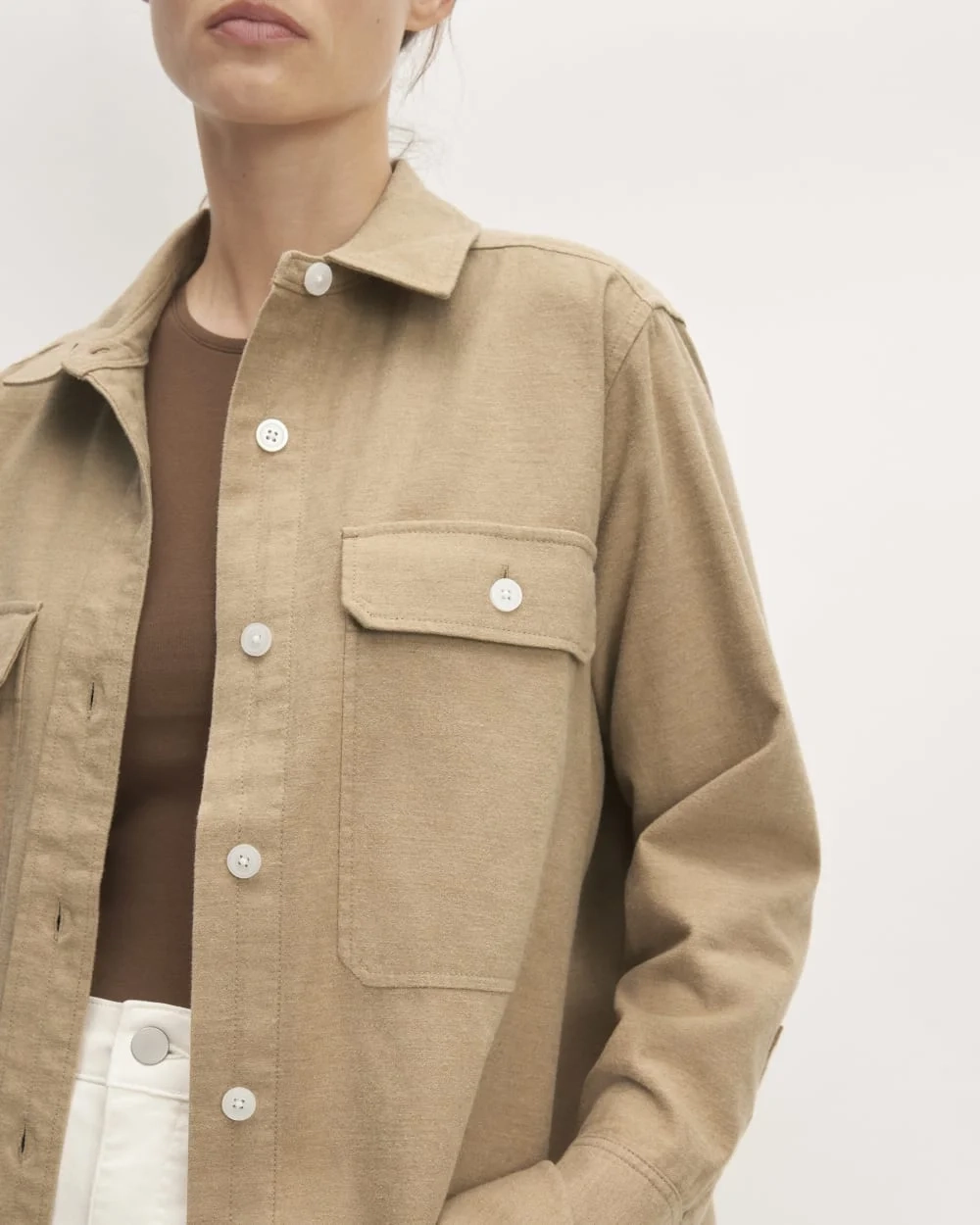 The Classic Cotton Flannel Shirt | Heathered Dark Khaki (4)