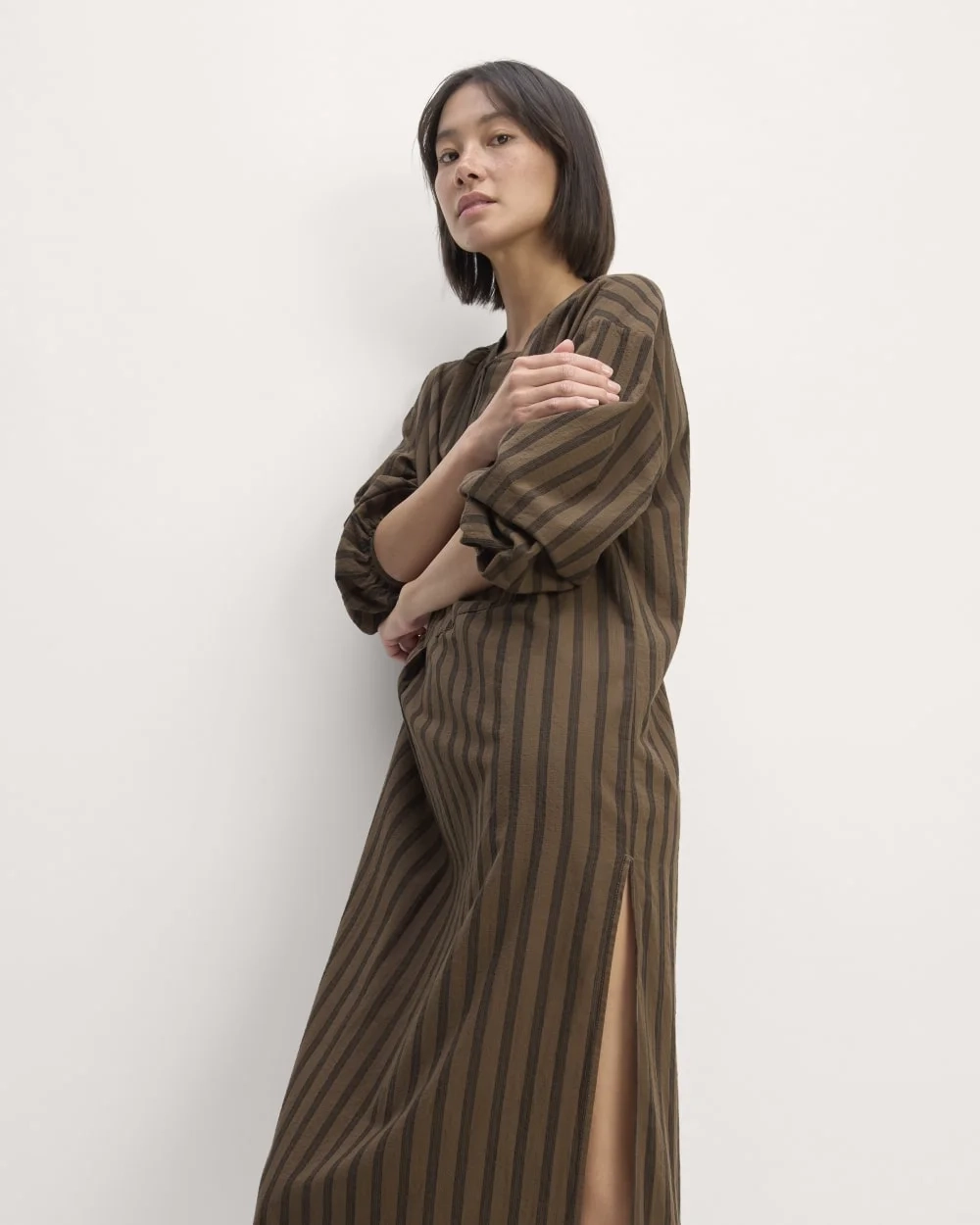 The Gauze Caftan Dress | Cocoa / Black (3)