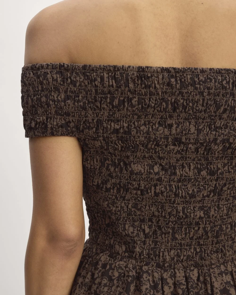 The Gauze Off-the-Shoulder Dress | Black / Cocoa Small Floral (5)