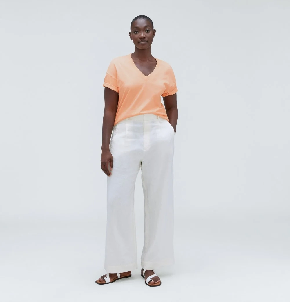 The Organic Cotton Slouchy V-Neck | Apricot (3)