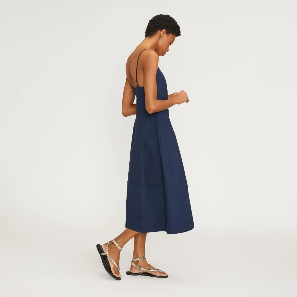The Structured Cotton Bell Dress | Navy (3)