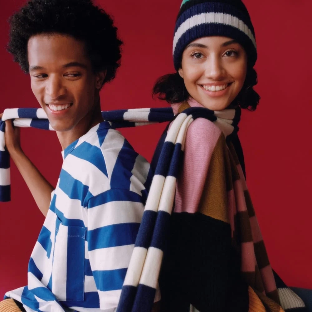 The Cashmere Beanie | Bright Navy Multi Stripe (5)