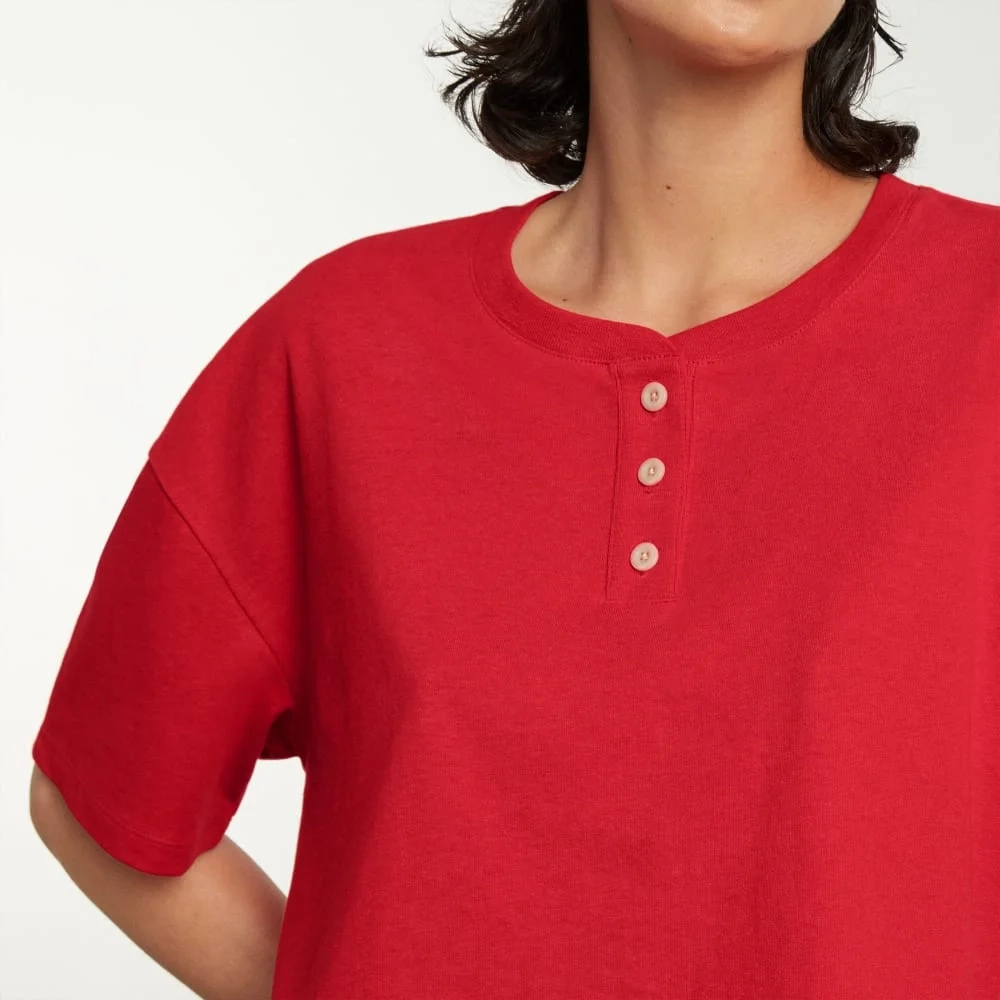The Vintage Henley Hemp Tee | Goji Berry (4)