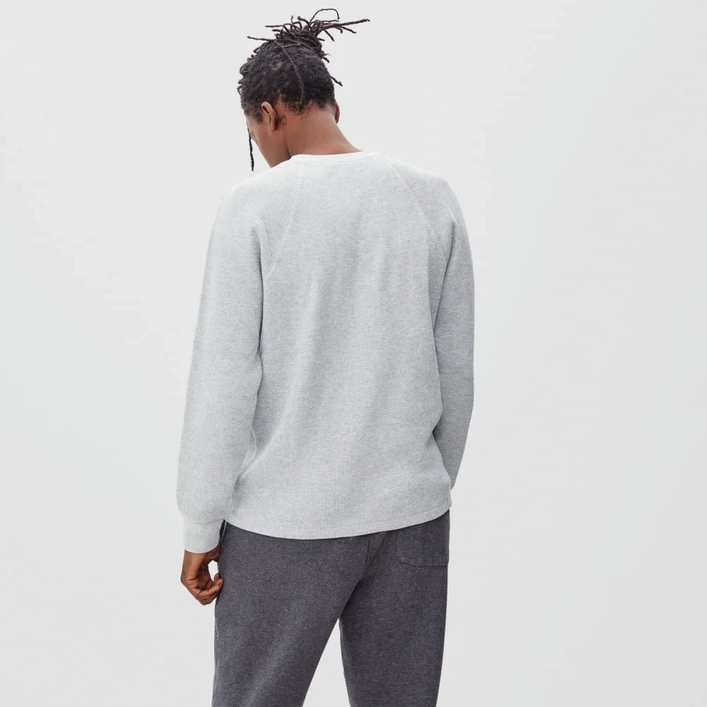 The Waffle Long-Sleeve Henley Tee | Heathered Light Grey (3)