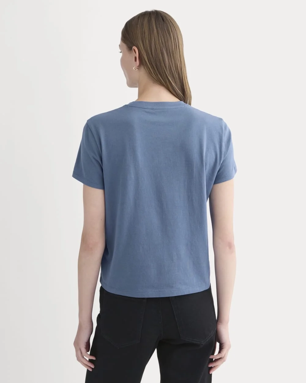 The Box-Cut Tee in Essential Cotton | Faded Navy | No Pocket (3)