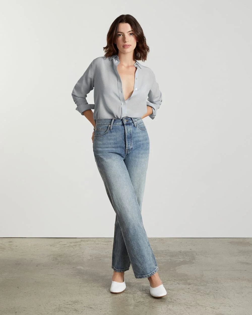The Must-Have Shirt in Washable Silk | Sky (4)