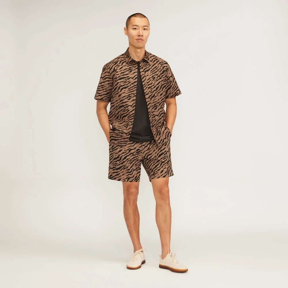 The Poplin Short-Sleeve Shirt | Tiger Stripe Toasted Coconut (4)