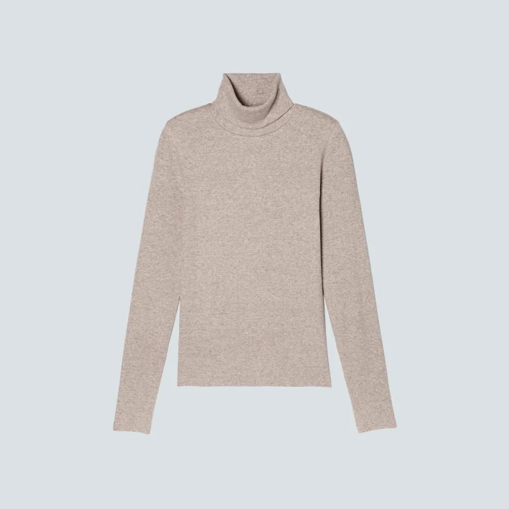The Luxe Rib Turtleneck | Heathered Meringue (3)