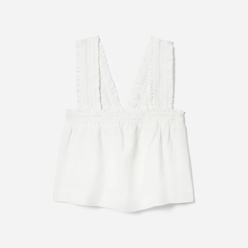 The Smocked Linen Cami | White