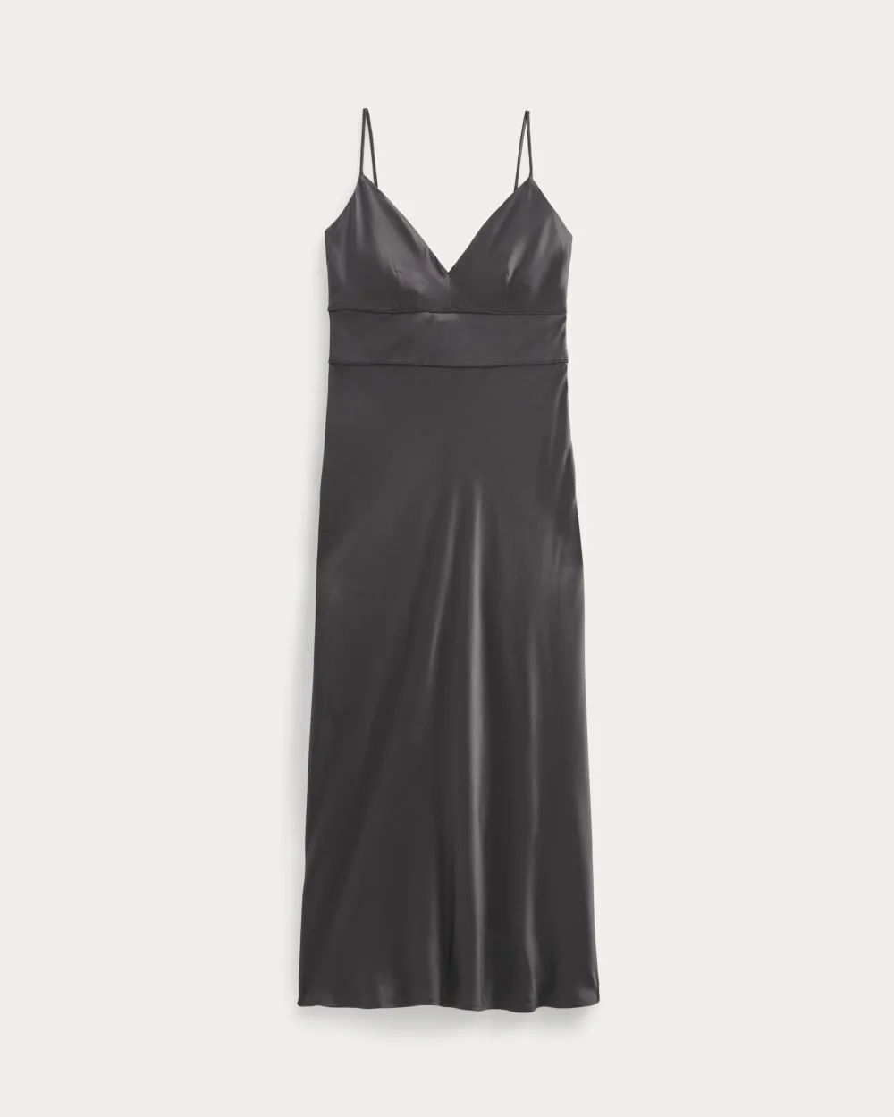 Bias Cut Slip Dress in Silk Charmeuse | Graphite (4)