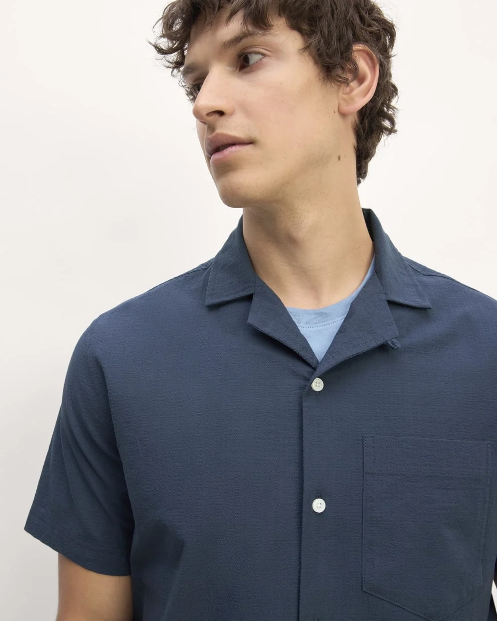 The Seersucker Short-Sleeve Shirt | Deep Blue (4)