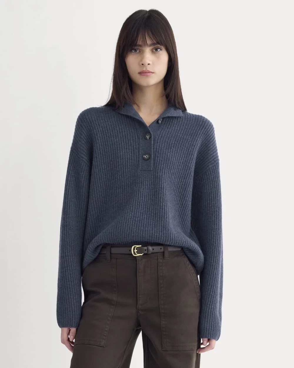 The Cocoon Henley in Wool Cashmere | Indigo