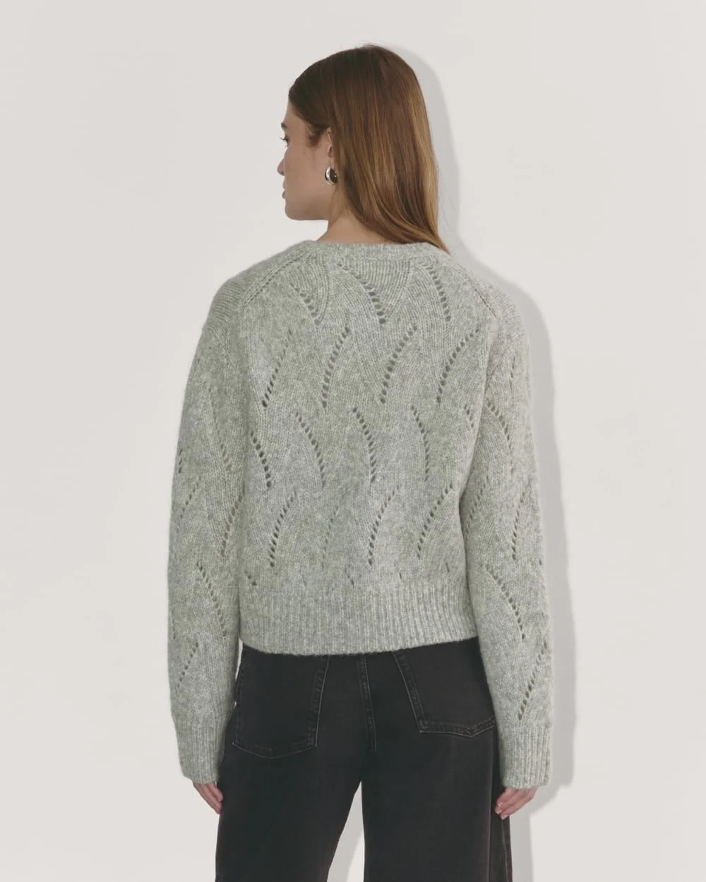 The Pointelle Cardigan in Cloud | Heather Grey (4)