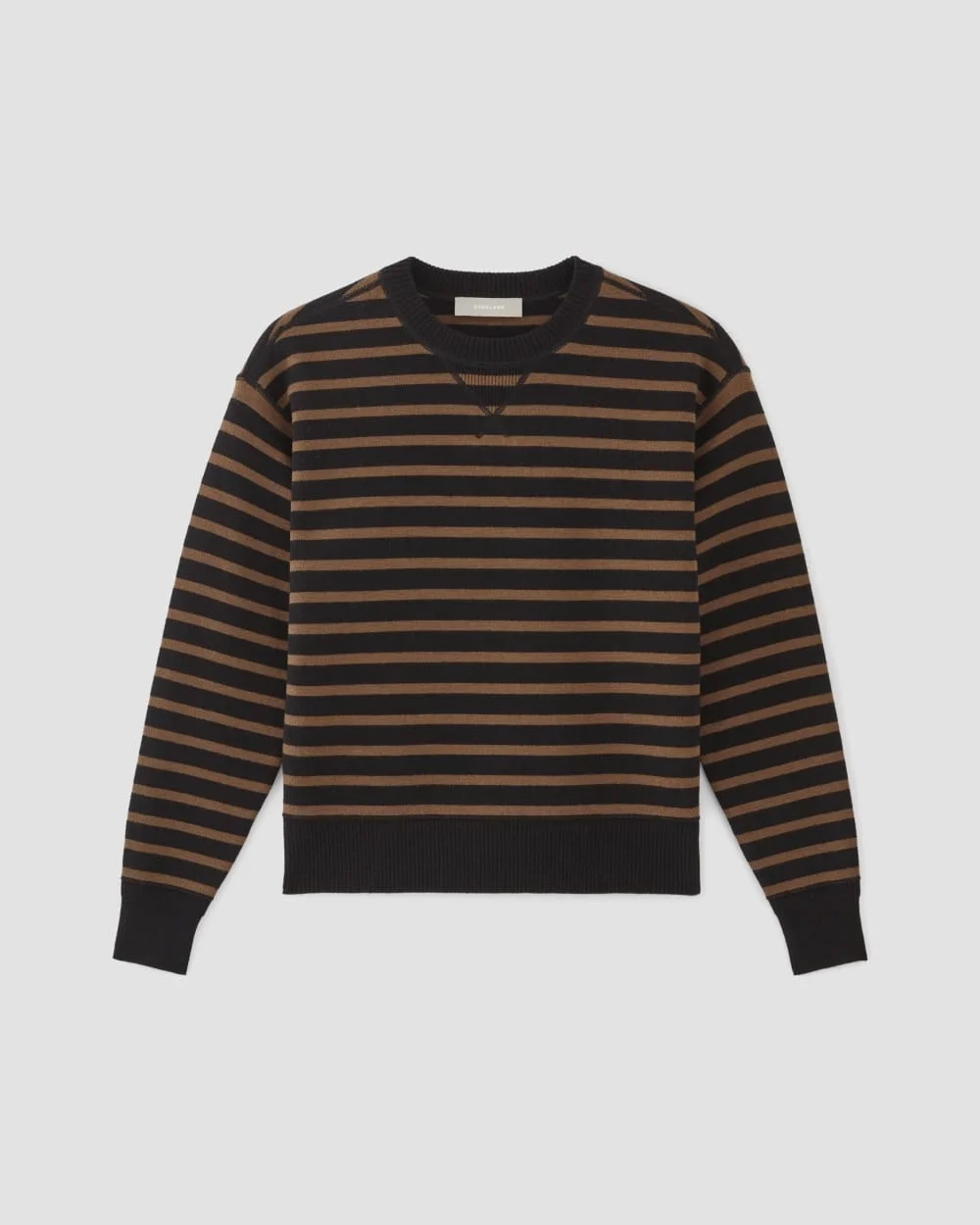 The Cotton-Merino Sweatshirt | Black / Dark Camel (4)