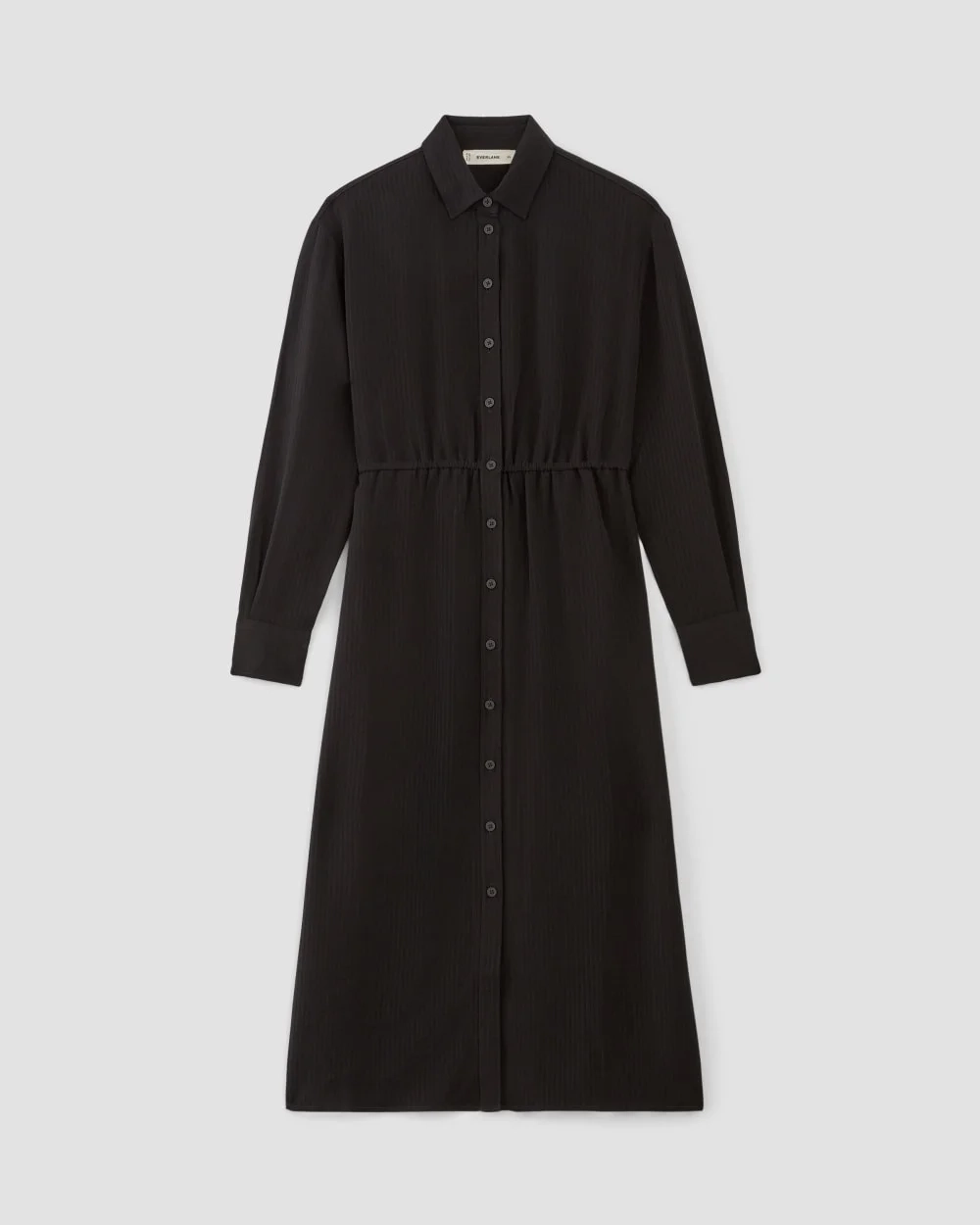 The Mini Jacquard Stripe Shirt Dress | Black (3)