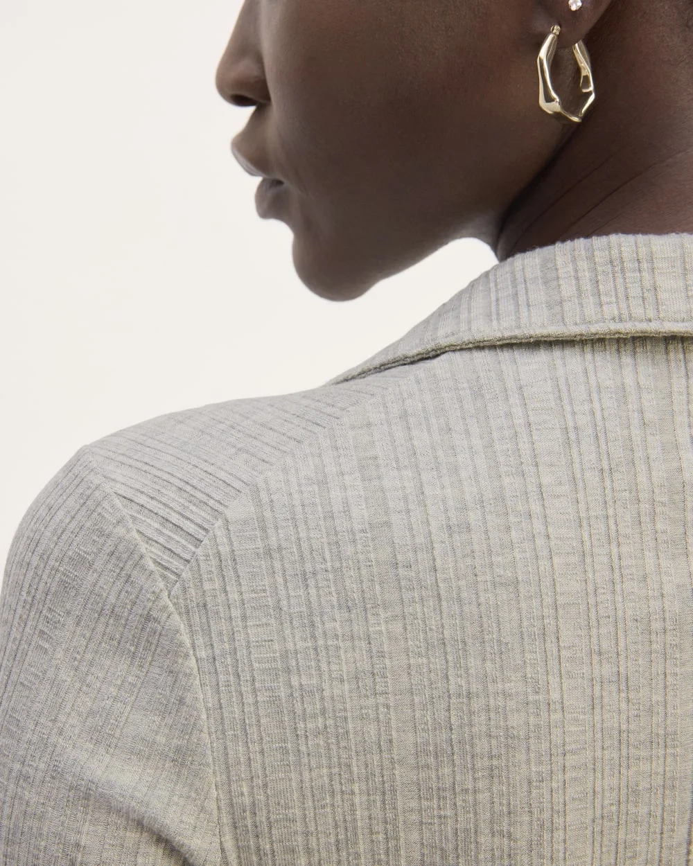 The Rib Soft Knit Open Collar Polo | Heathered Grey (4)