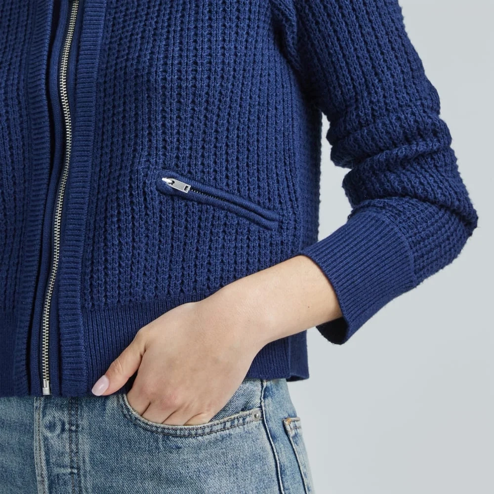The Cropped Cotton-Merino Bomber | Bright Navy (4)