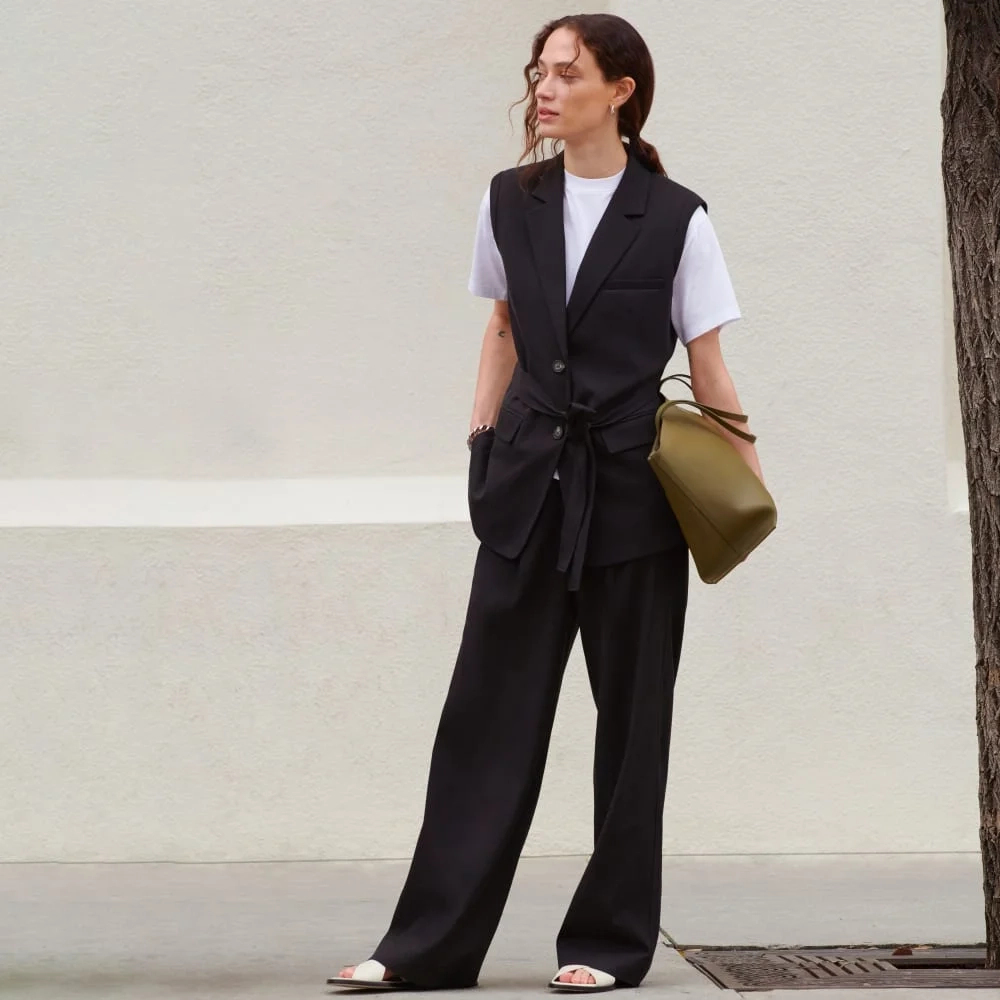 The Sleeveless Blazer in Buttersmooth | Black (5)