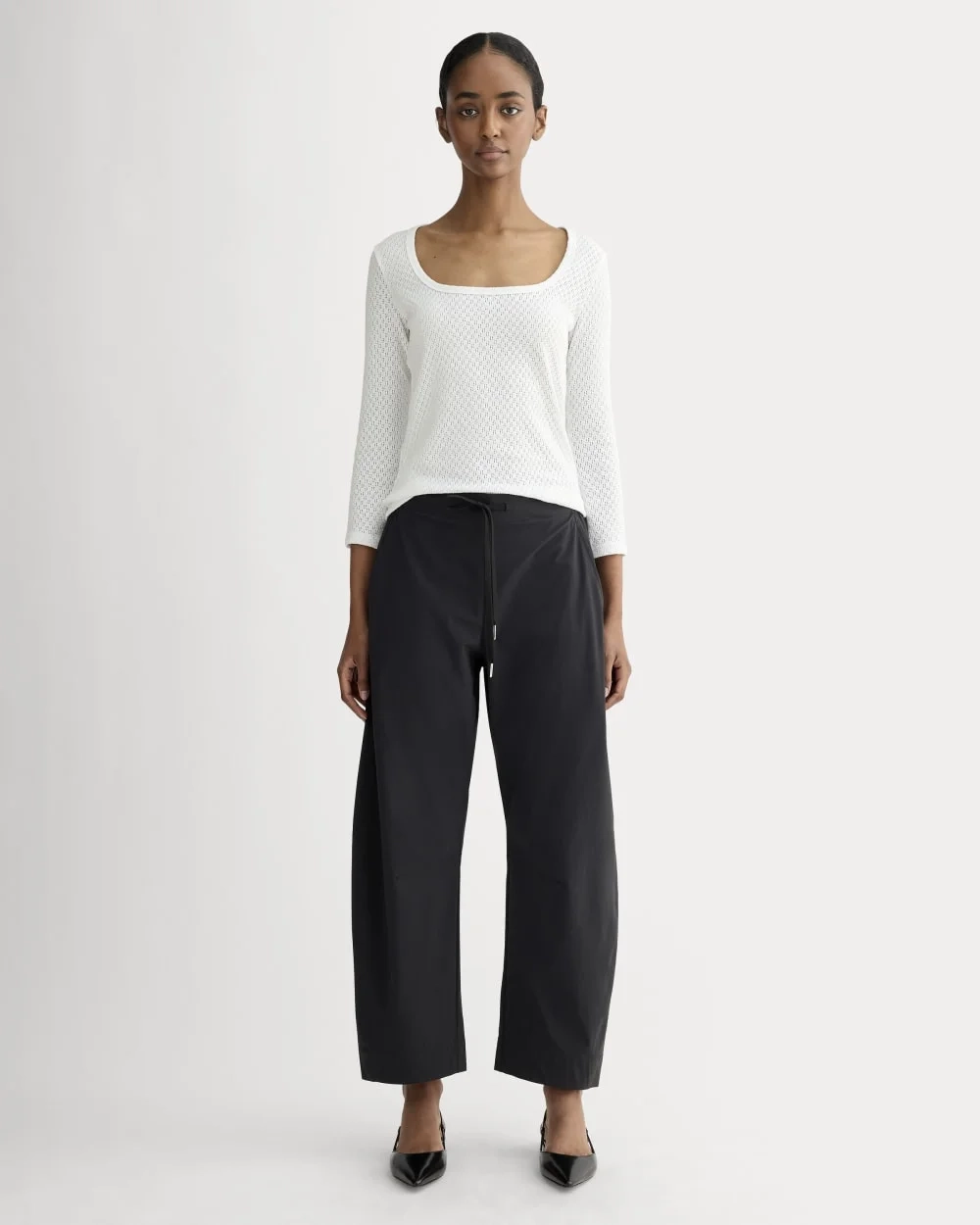 The Pointelle Scoop-Neck Top | White (3)