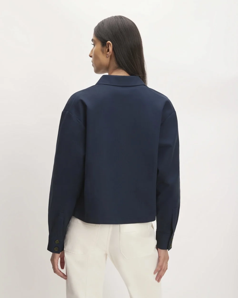 The Structured Cotton Cropped Shirt | Navy (4)