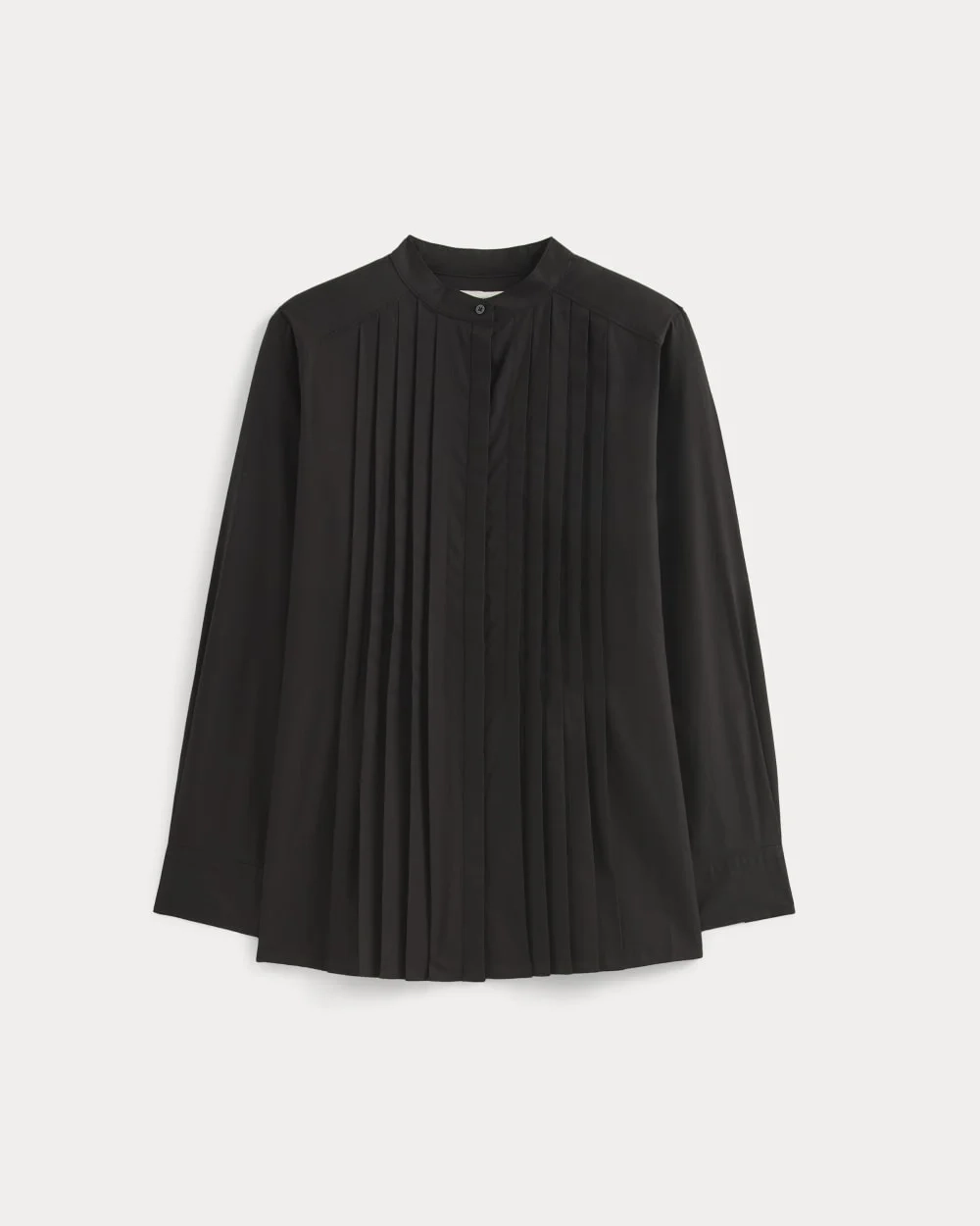 The Pleated Shirt in Silky Cotton | Black (4)