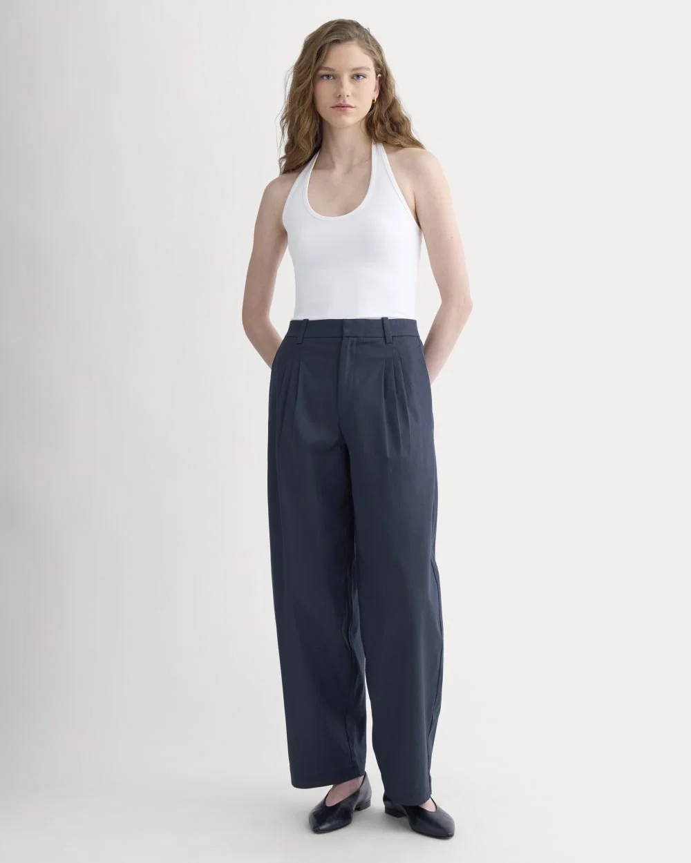 Tailored Drape Balloon Pant | Navy (3)