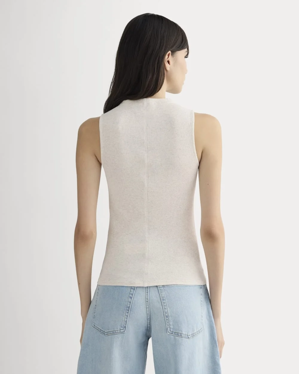 The Luxe Rib Funnel-Neck Tank | Heathered Oat (3)