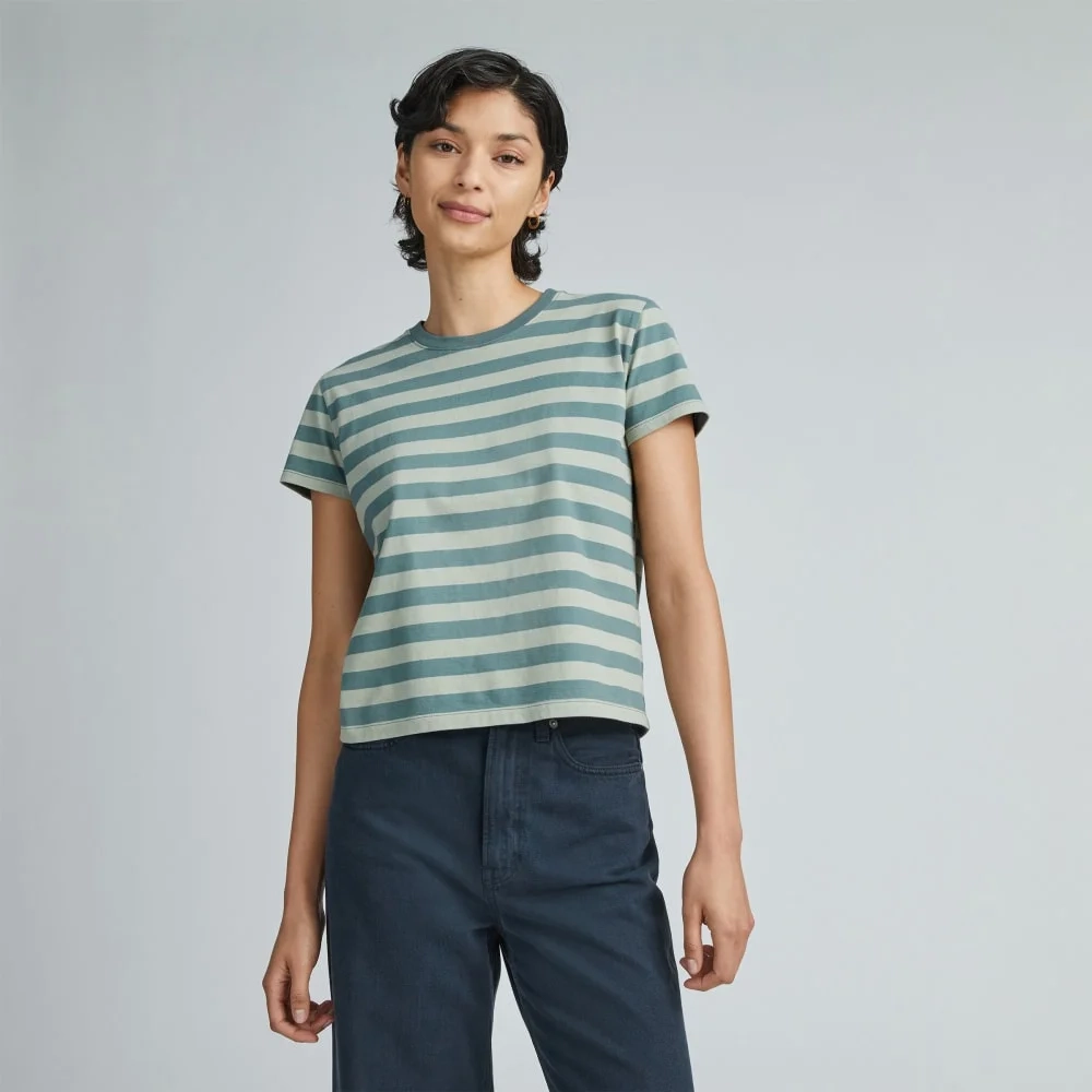 The Box-Cut Tee in Essential Cotton | Green Balsam / Seagrass | No Pocket