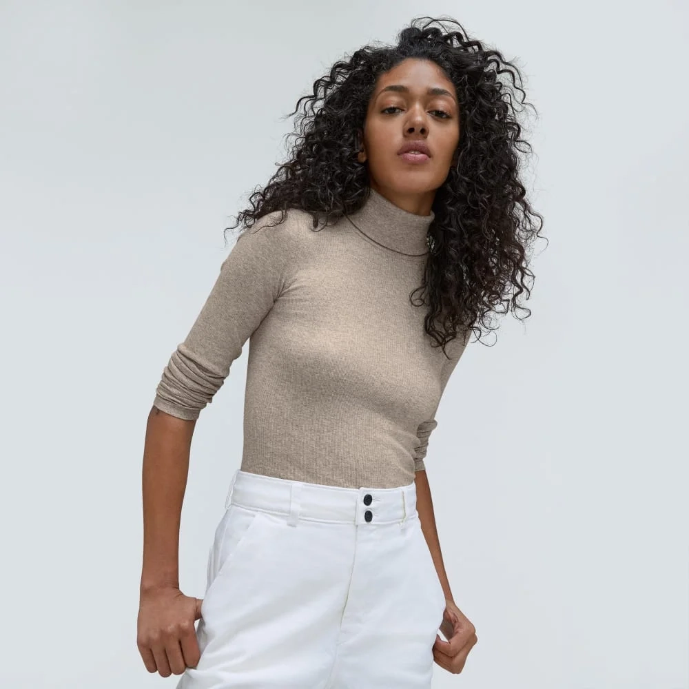 The Luxe Rib Turtleneck | Heathered Meringue (4)