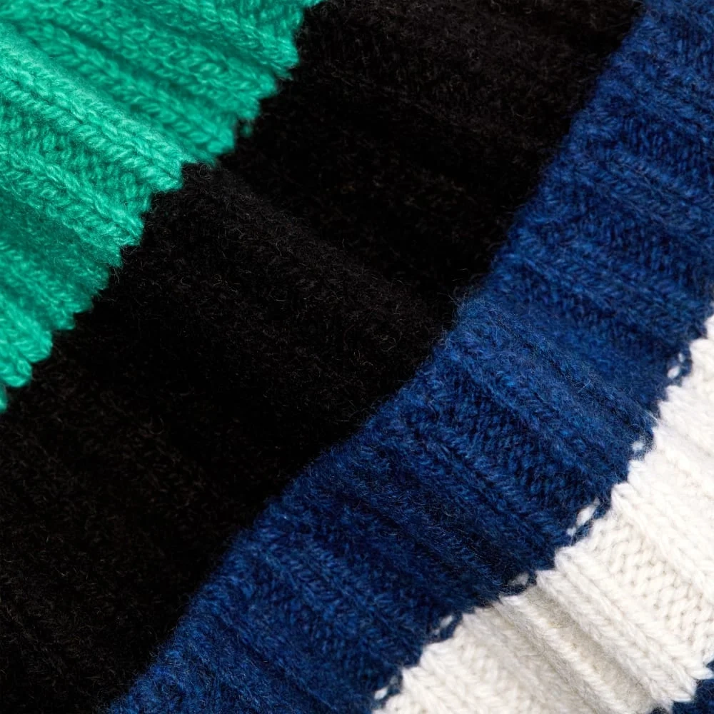 The Cashmere Beanie | Bright Navy Multi Stripe (6)