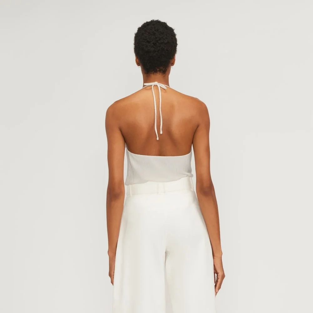The Rib Soft Knit Halter Top | Bone (4)